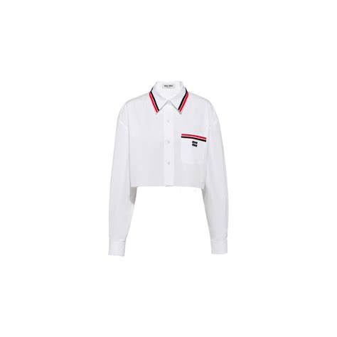 miu miu cropped white shirt|White Cropped Poplin Shirt .